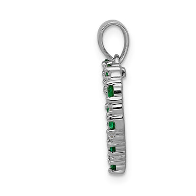 14K White Gold Diamond and Emerald Heart Pendant