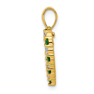 14K Diamond and Emerald Heart Pendant
