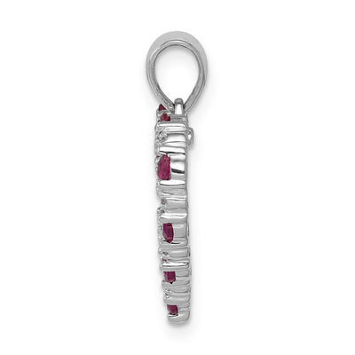 14K White Gold Diamond and .35 Ruby Heart Pendant