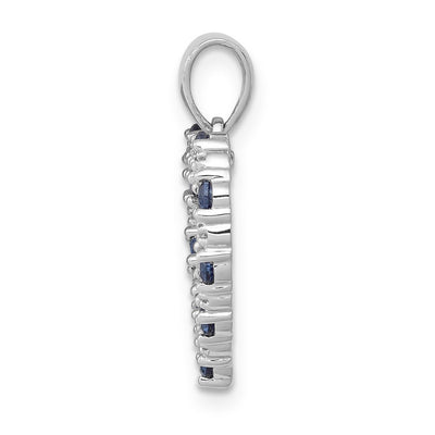 14K White Gold Diamond and Sapphire Heart Pendant