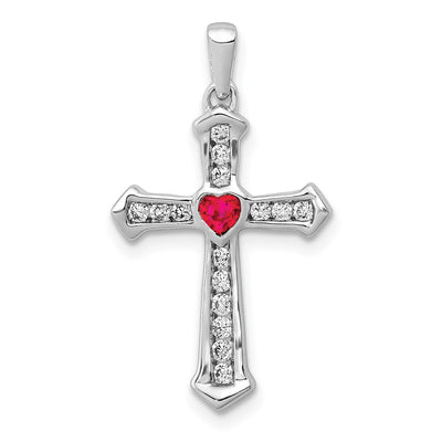 14K white gold diamond cross pendant