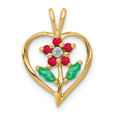 14K gold diamond heart pendant