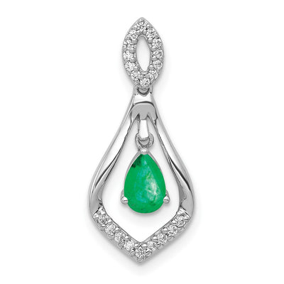 14K white gold diamond teardrop pendant