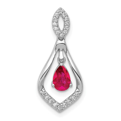 14K white gold diamond teardrop pendant