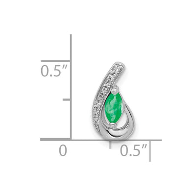 14K White Gold Diamond and Marquise Emerald Teardrop Chain Slide