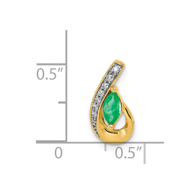 14K Diamond and Marquise Emerald Teardrop Chain Slide