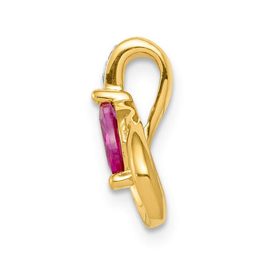 14K Diamond and .28 Marquise Ruby Teardrop Chain Slide
