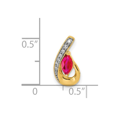 14K Diamond and .28 Marquise Ruby Teardrop Chain Slide