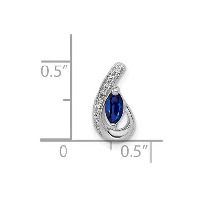 14K White Gold Diamond and .28 Marquise Sapphire Teardrop Chain Slide