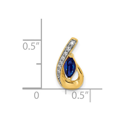 14K Diamond and .28 Marquise Sapphire Teardrop Chain Slide