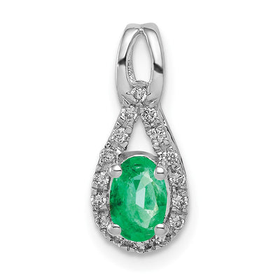 14K white gold diamond oval pendant