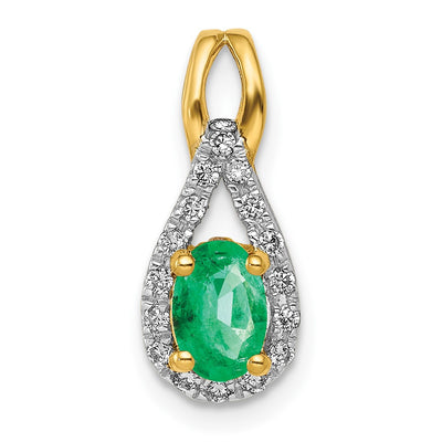 14K gold diamond oval pendant