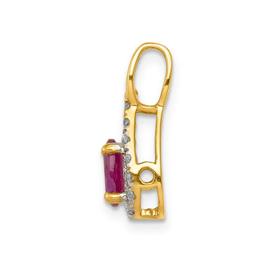 14K Diamond and .50 Oval Ruby Teardrop Halo Pendant