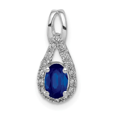 14K white gold diamond oval pendant