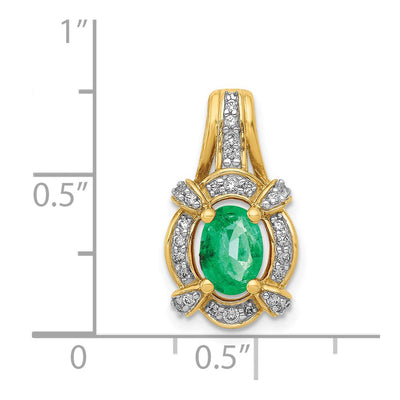 14K Diamond and Oval Emerald Fancy Vintage Pendant