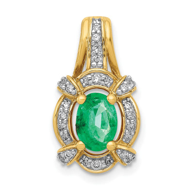 14K gold diamond oval pendant