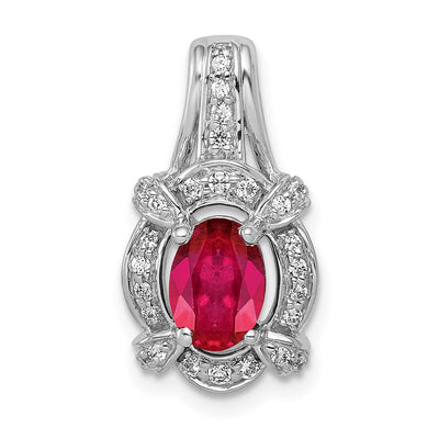 14K white gold diamond oval pendant