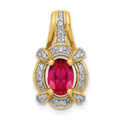 14K gold diamond oval pendant