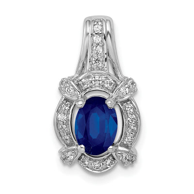 14K white gold diamond oval pendant