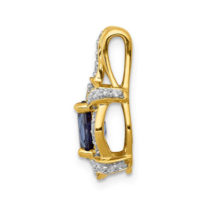 14K Diamond and Oval Sapphire Fancy Vintage Pendant
