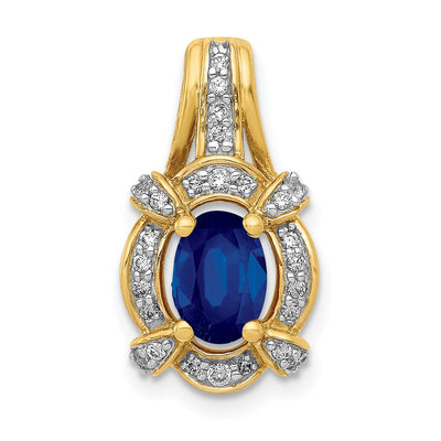 14K gold diamond oval pendant