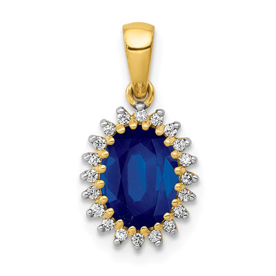 14K gold diamond oval pendant