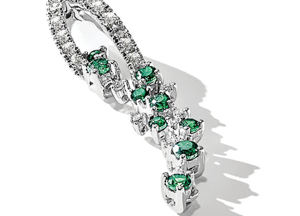 14k White Gold Diamond and Emerald Slide Fits up to Regular/ Fancy or Reversible Omega