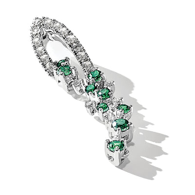 14K White Gold Diamond and Emerald Slide Fits up to Regular/ Fancy or Reversible Omega