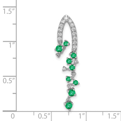 14K White Gold Diamond and Emerald Slide Fits up to Regular/ Fancy or Reversible Omega