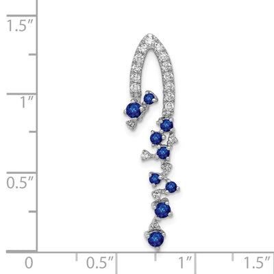 14K White Gold 1/5 carat Diamond and .36 Sapphire Slide Fits up to Regular/ Fancy or Reversible Omega