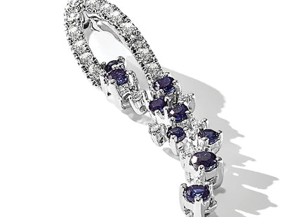 14k White Gold 1/5 carat Diamond and .36 Sapphire Slide Fits up to Regular/ Fancy or Reversible Omega