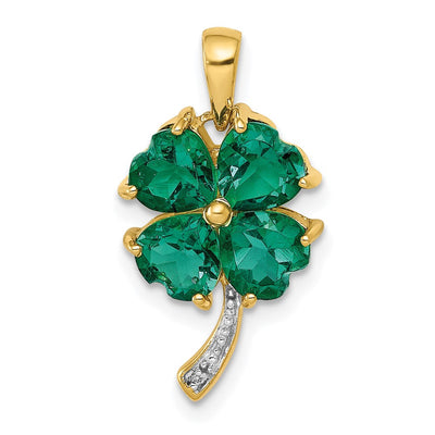 14K gold diamond clover pendant
