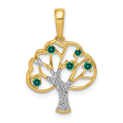 14K gold diamond tree pendant