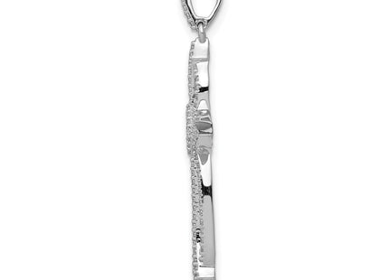 14K white gold diamond cross pendant, alternate view