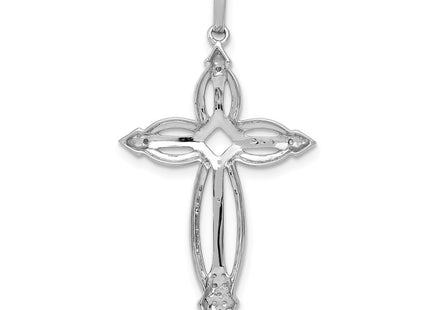 14K white gold diamond cross pendant, another view