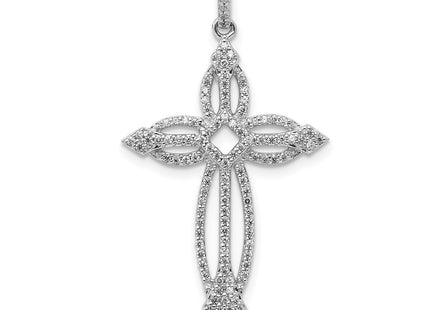 14K white gold diamond cross pendant