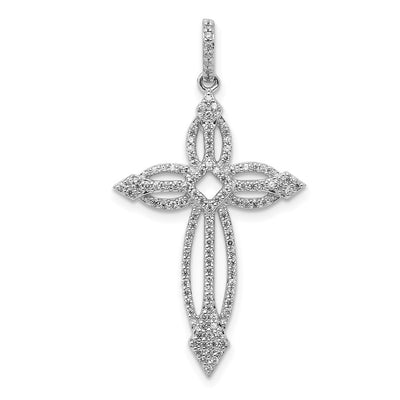 14K white gold diamond cross pendant