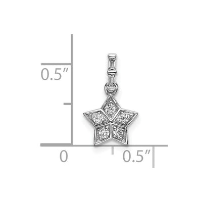 14K White Gold Diamond Star Pendant, 14.9 x 8.3mm