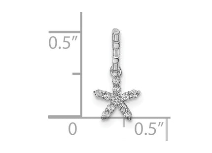 14K white gold diamond star pendant, further view