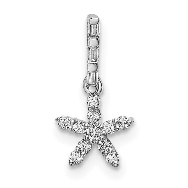 14k White Gold Diamond Star Pendant, 13.3 x 6.6mm
