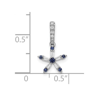 14K White Gold Blue Sapphire and Diamond Star Pendant