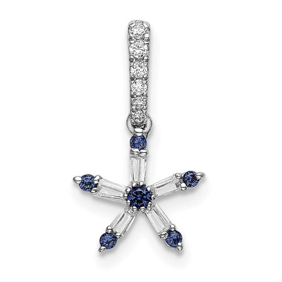 14K white gold diamond star pendant