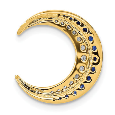 14K Polished Sapphire and Diamond Moon Chain Slide