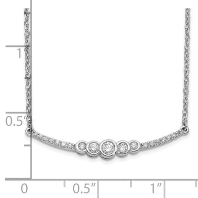 14K White Gold 1/5 carat Diamond Bezel-set Curved Bar Necklace