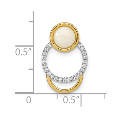 14K Polished Diamond & Opal Circle Chain Slide