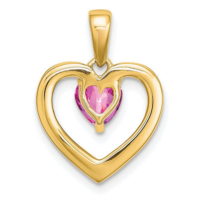 14K Pink Sapphire and Diamond Heart Pendant