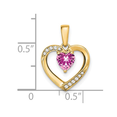 14K Pink Sapphire and Diamond Heart Pendant
