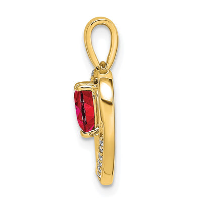 14K Ruby and Diamond Heart Pendant, 19.3 x 13.4mm