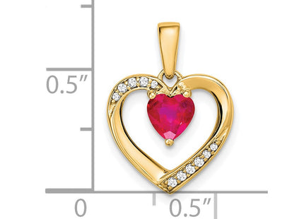 14K gold diamond heart pendant, another view