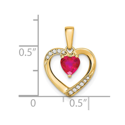 14K Ruby and Diamond Heart Pendant, 19.3 x 13.4mm